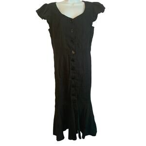 RP Rachel Parcell NWT Nordstrom Black Women's Medium Linen Button Front Dress